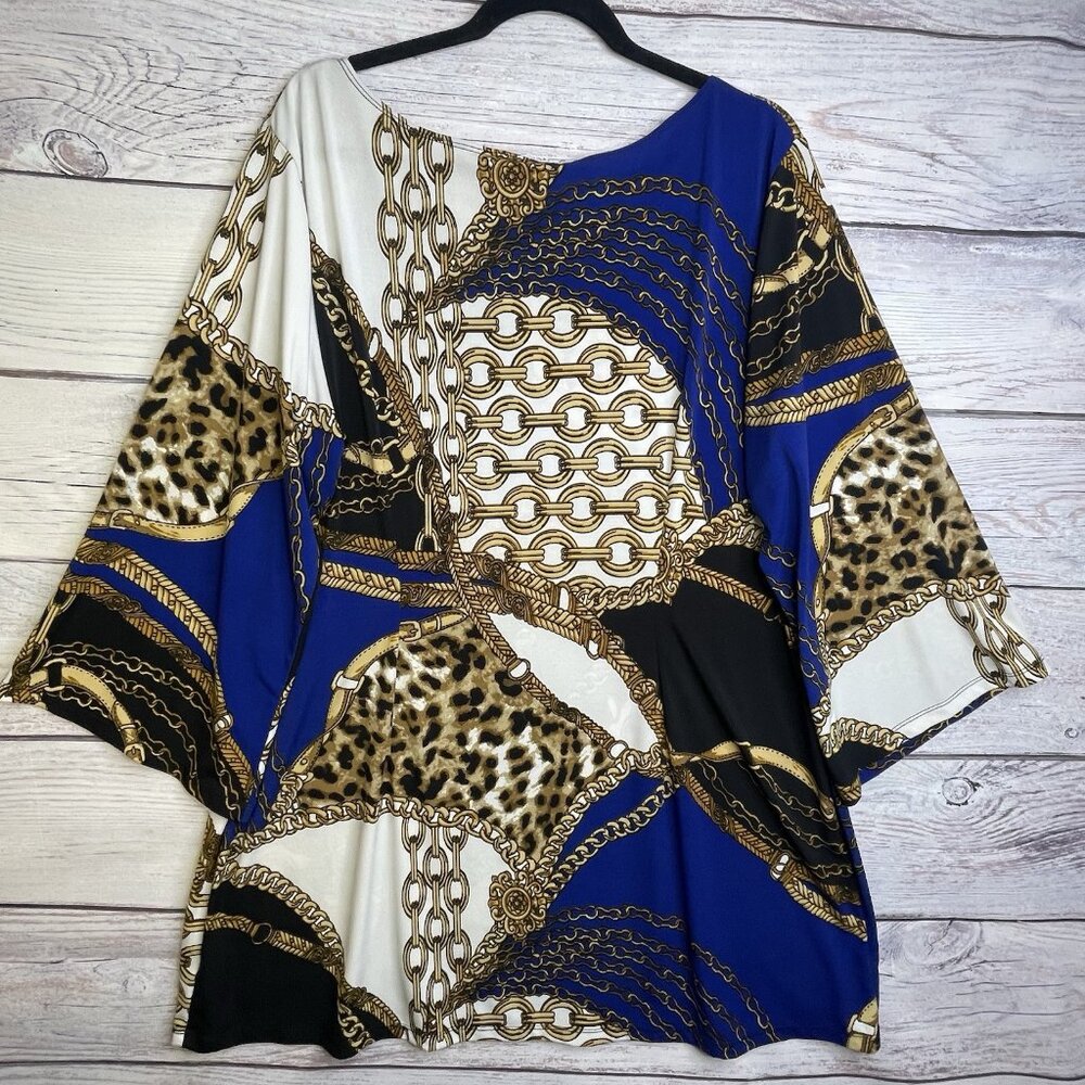 Sunny Leigh Shift Dress‎ Size 1X Equestrian Print Royal Blue BOHO Fairycore - Picture 2 of 9
